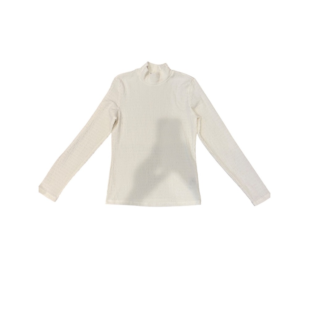 Sanctuary Women Cream Textured Mock Neck Long Sleeve Top XT3318G2 Sz L